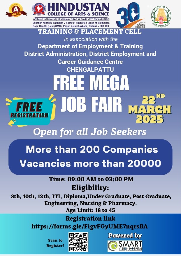 FREE MEGA JOB FAIR ON 22nd MARCH 2025