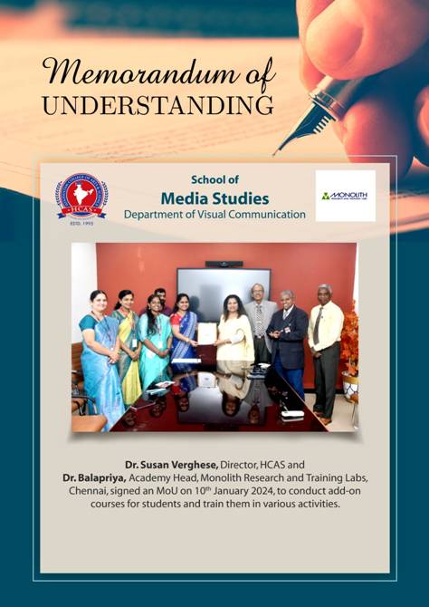 Academy Head, Monolith Research and Training Labs, Chennai, signed an MoU on 10th January 2024