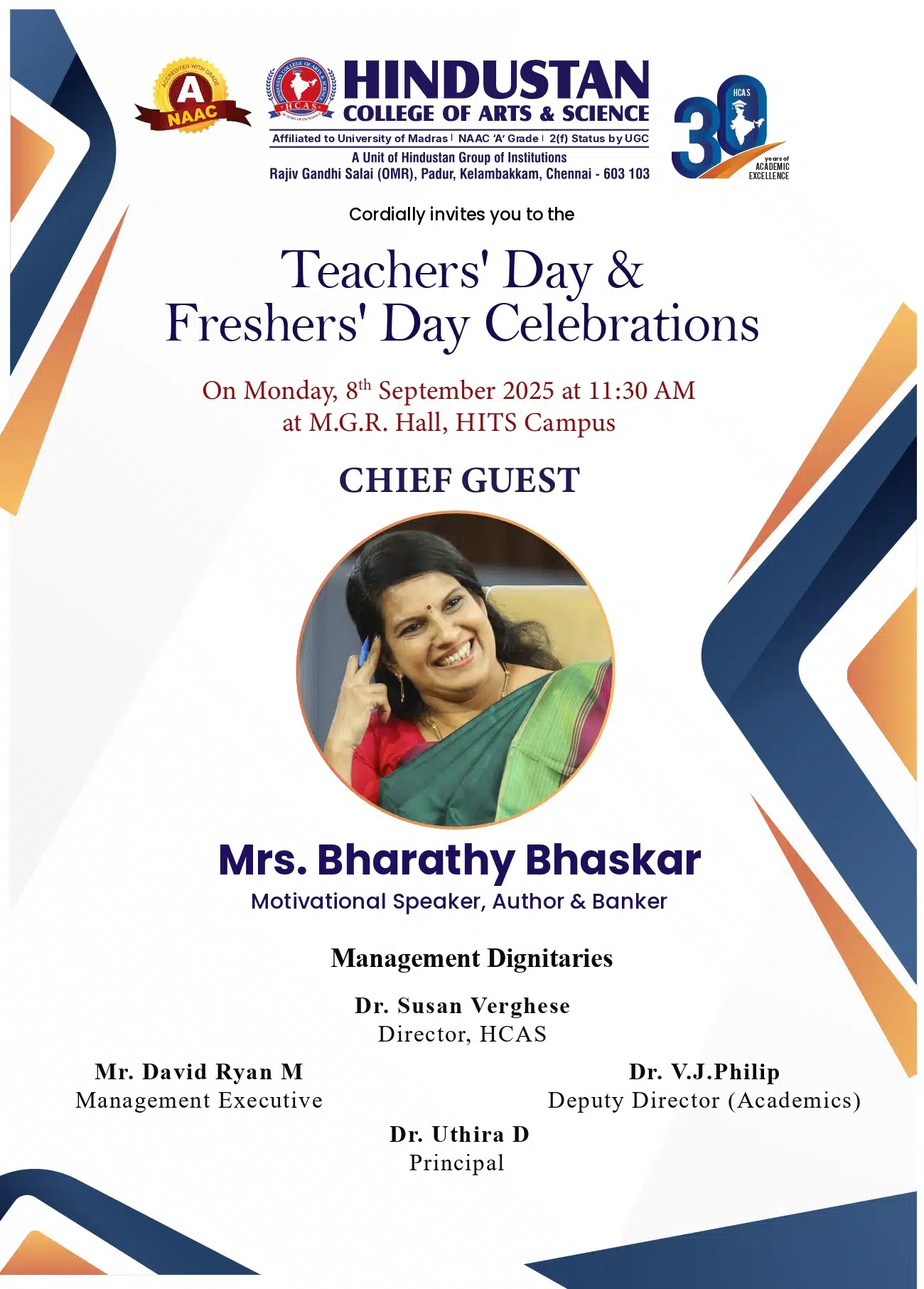 Teacher's Day And Fresher's Day Celebrations on Monday 8th September 2025