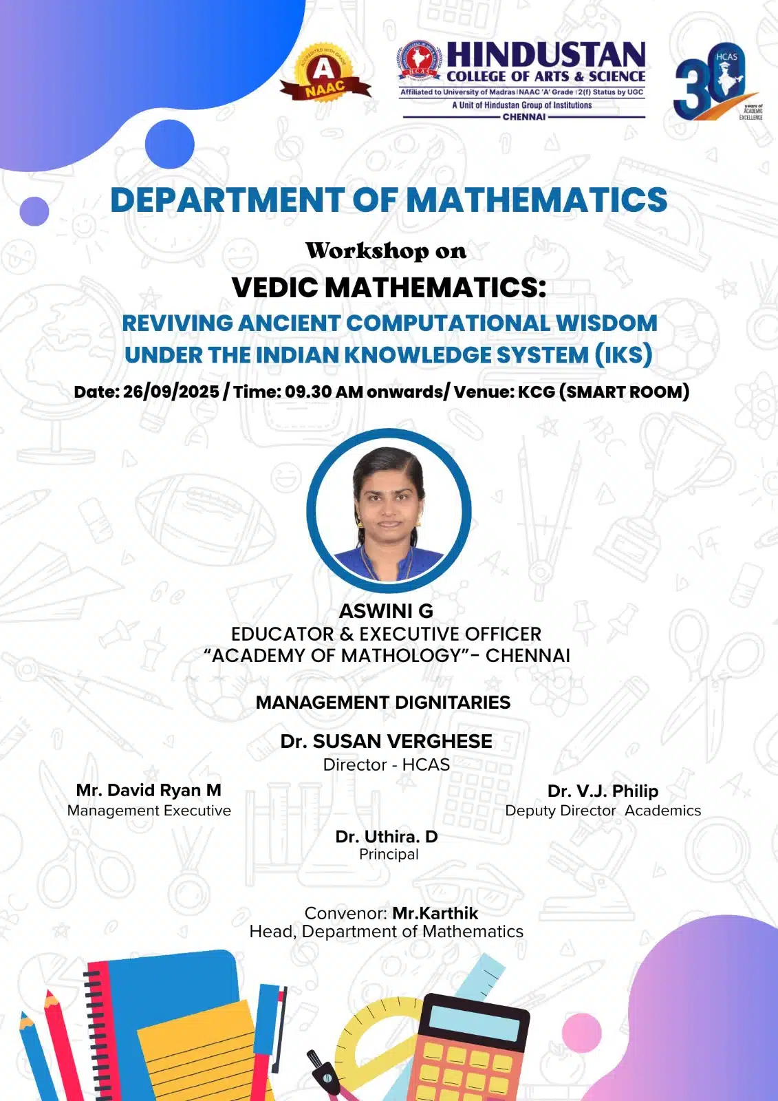 Department Of Mathematics Workshop On Vedic Mathematics