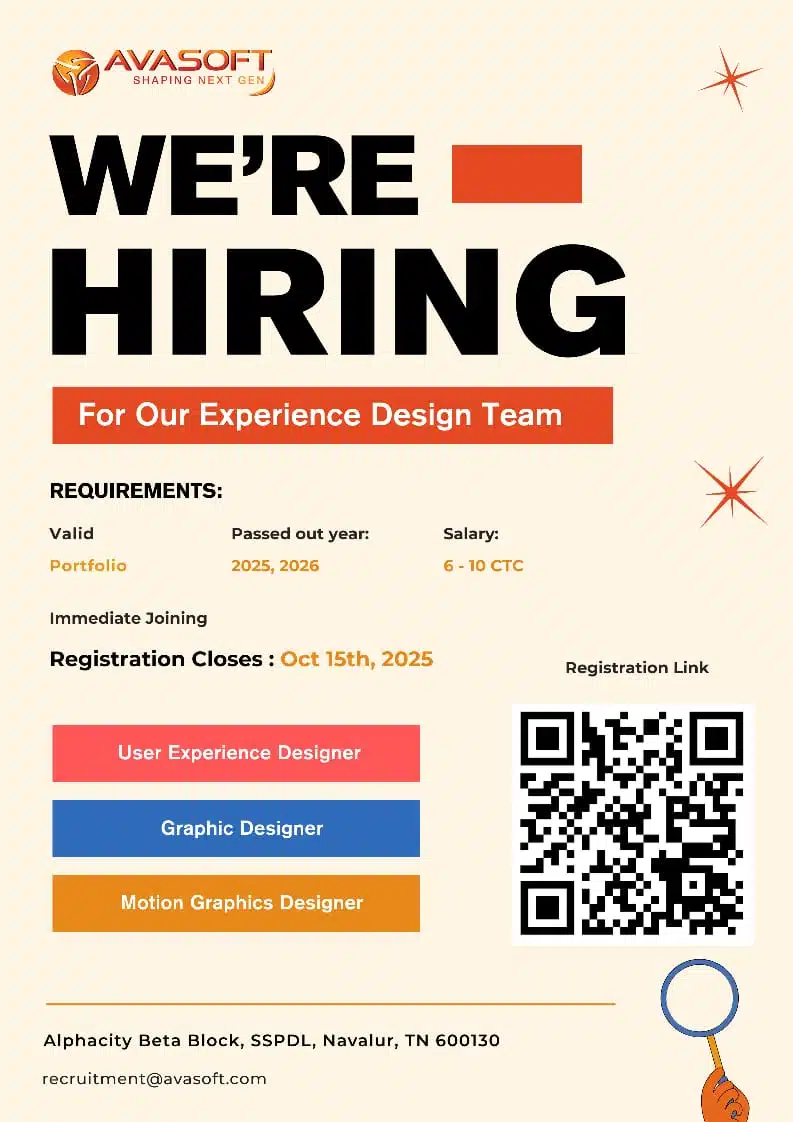 AVASOFT We're Hiring For Our Experience Design Team