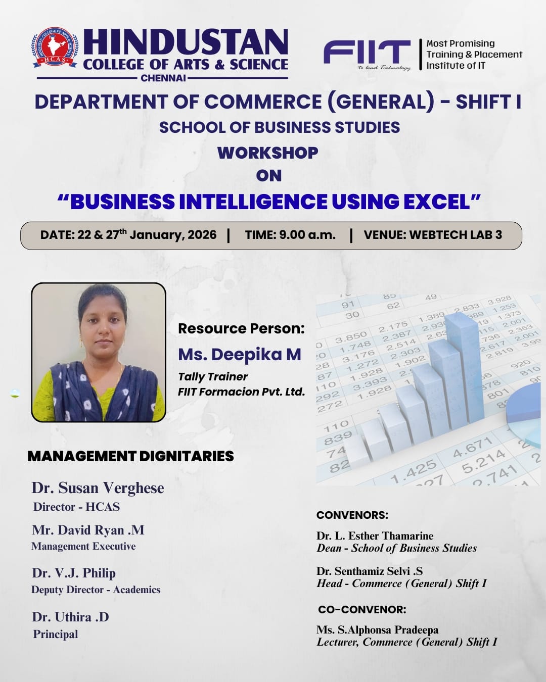 Workshop On "Business Intelligence Using Excel" On 22 & 27th January 2026