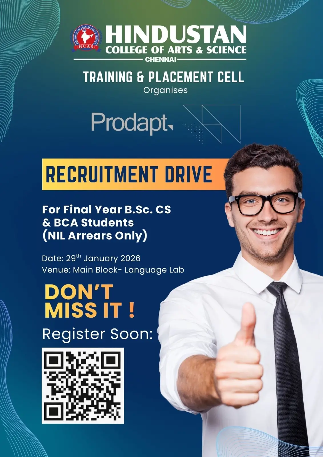 Campus Drives at HCAS on 23rd February 2026- Pick Ur Trial (Any Graduate) Students with up to 5 arrears are eligible.