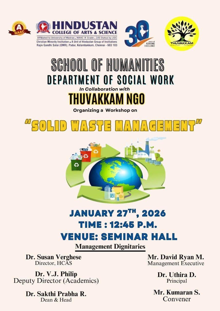 Thuvakkam NGO Organizing a Workshop "Solid Waste Management "On 27th January 2026
