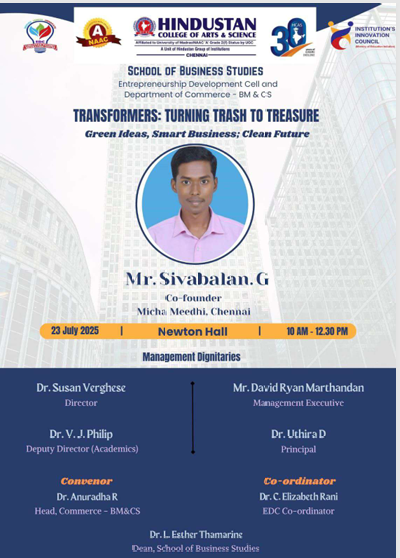 Transformers: Turning Trash to Treasure” under the theme “Green Ideas, Smart Business: Clean Future” on 23rd July 2025