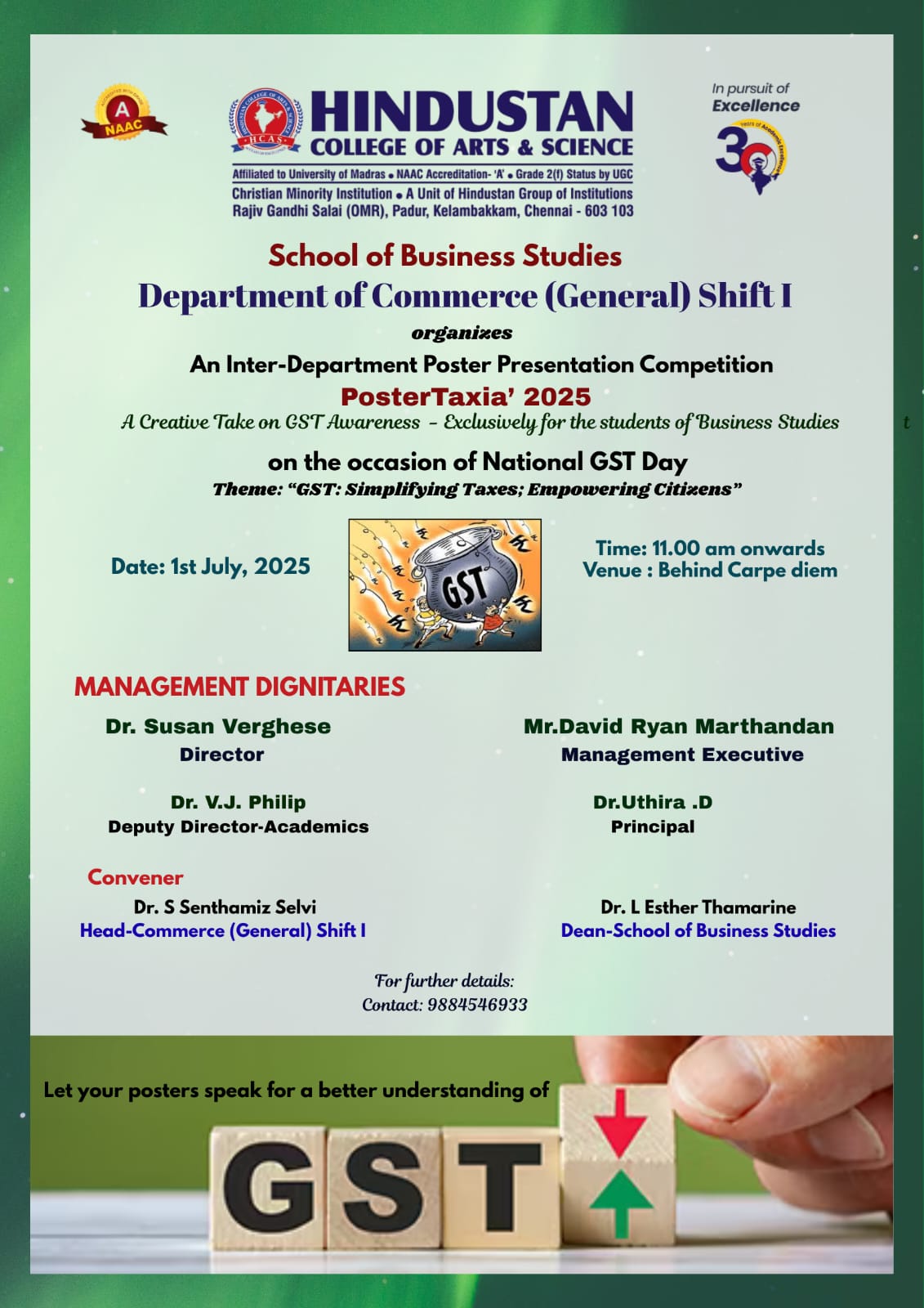 National GST Day Celebration – POSTER TAXIA’ 25 On 1st July 2025