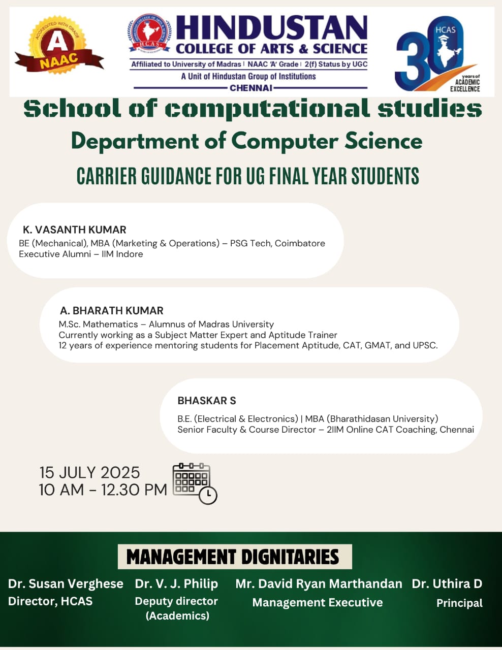 Career Guidance For Final Year On 15th July 2025