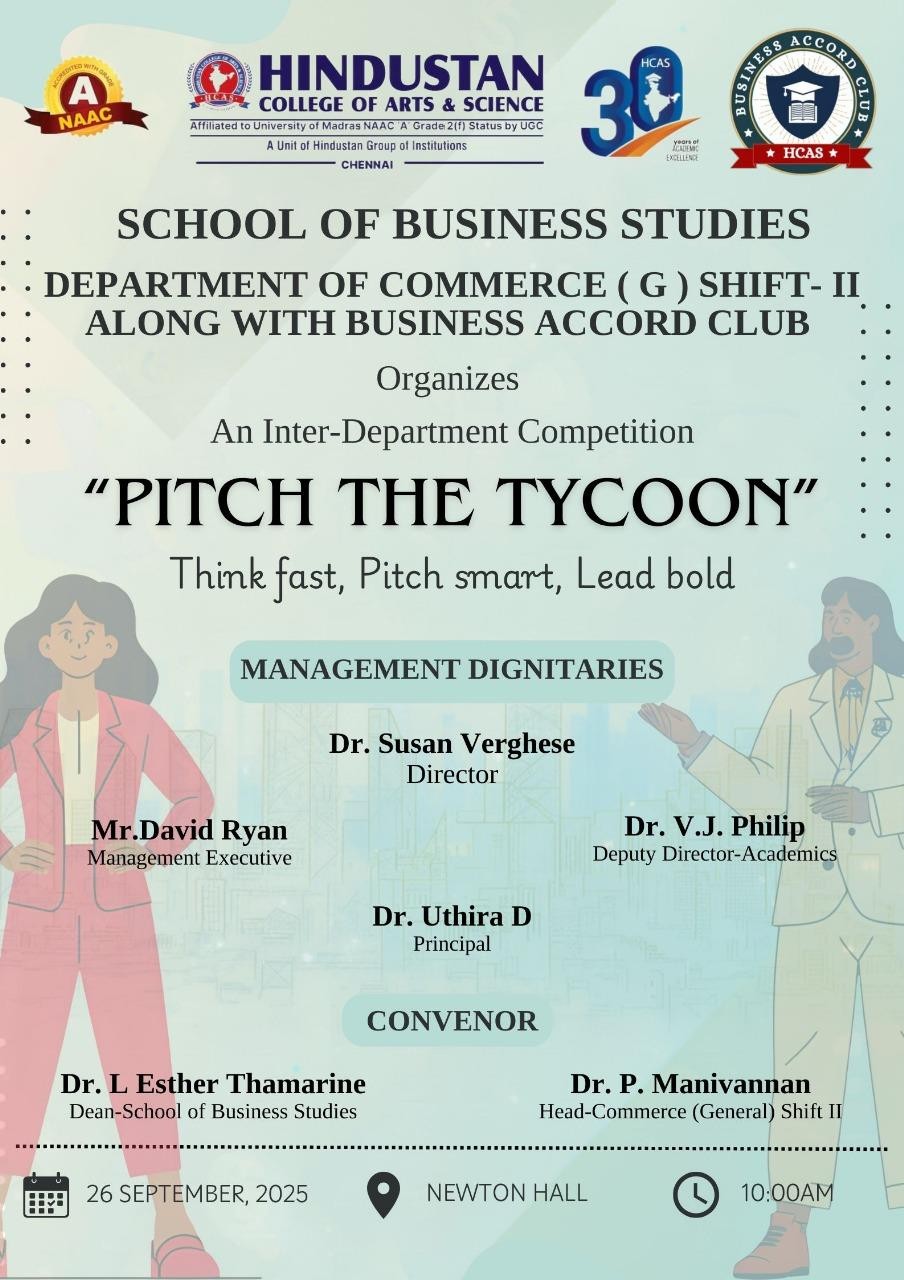 An Inter Department Competition "PITCH THE TYCOON" On 26th September 2025