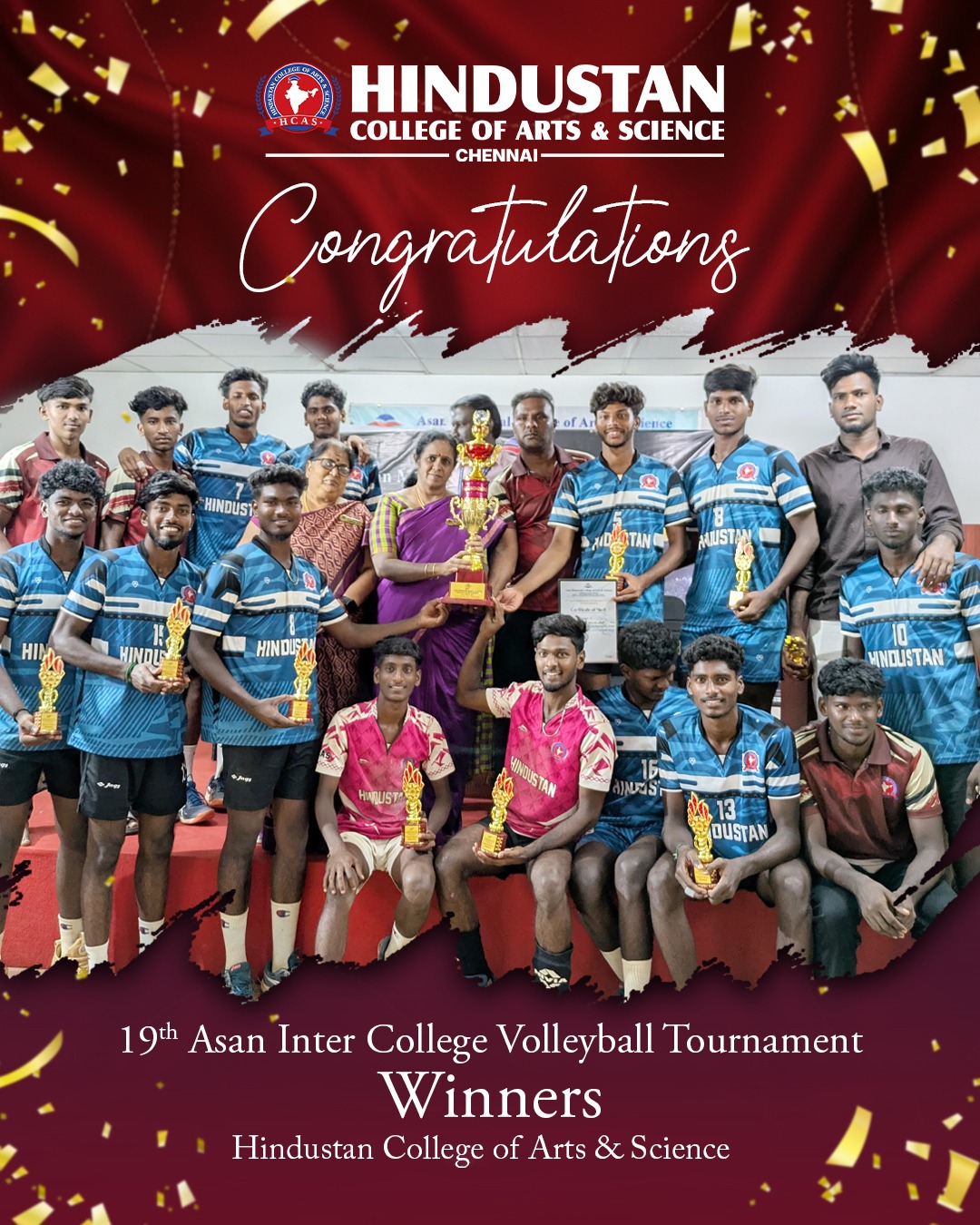Congratulations to Our Volleyball Team – Winners of the 19th Asan Inter-College Volleyball Tournament 2026